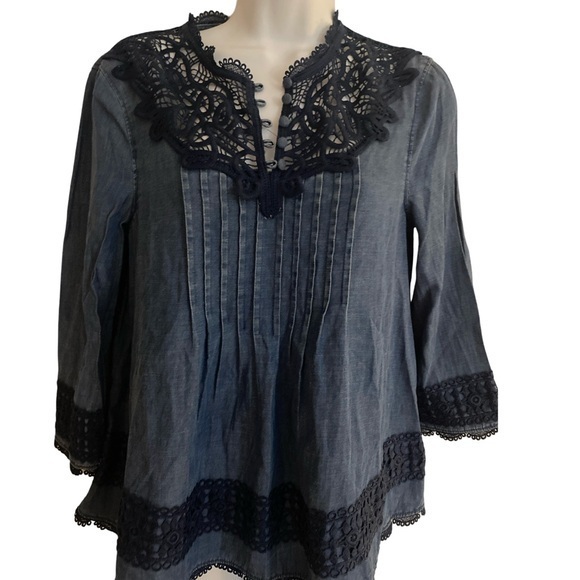 Anthropologie Tops - Anthropologie Holding Horses Denim Shirt - 0 denim navy.  Pleated front